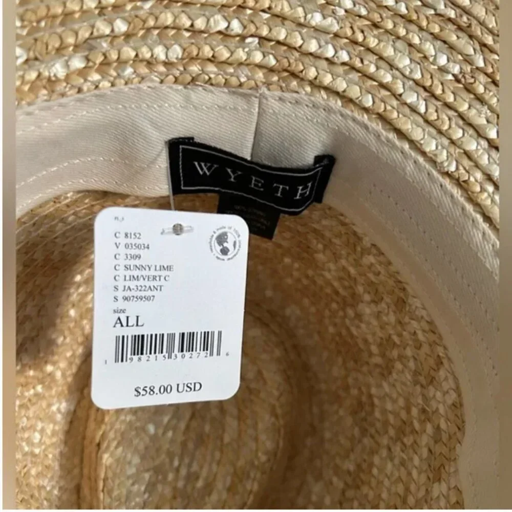 Free People NWT Straw Wide Brim lime green women’s hat